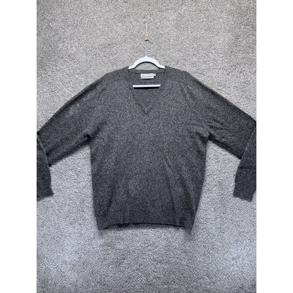 Cashmere Cashmere 100% Cashmere Scotland Mens Size 44 Gray V Neck Vintage‎ EUC
